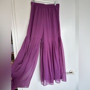 Elegant 14-17” Waist Wide-Leg Bell Bottom Women's Pants, Purple.